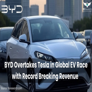 A white BYD electric vehicle, rivaling Tesla Model 3, showcasing BYD's $107 billion 2024 revenue lead over Tesla.  A white BYD electric vehicle, rivaling Tesla Model 3, showcasing BYD's $107 billion 2024 revenue lead over Tesla.