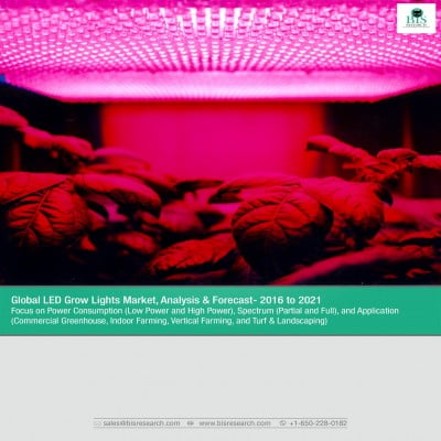 Global LED Grow Lights Market - Analysis & Forecast, 2017 to 2021: Focus on Power Consumption (Low Power and High Power), Spectrum (Partial and Full), and Application (Commercial Greenhouse, Indoor Farming, Vertical Farming, and Turf & Landscaping)